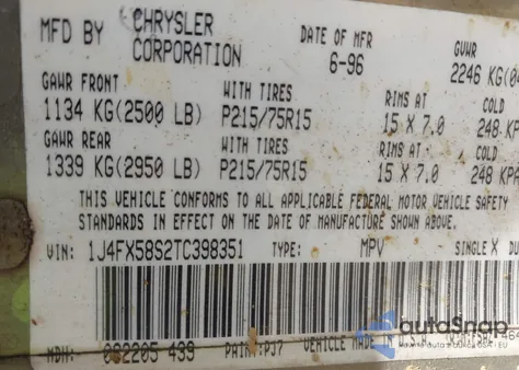 1996 Jeep Grand Cherokee Laredo z USA, uszkodzony, nr VIN 1J4FX58S2TC398351